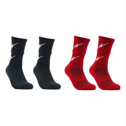 Serious Player Only  Double Layer Training Socks Black & Red ( 2 pairs per set )