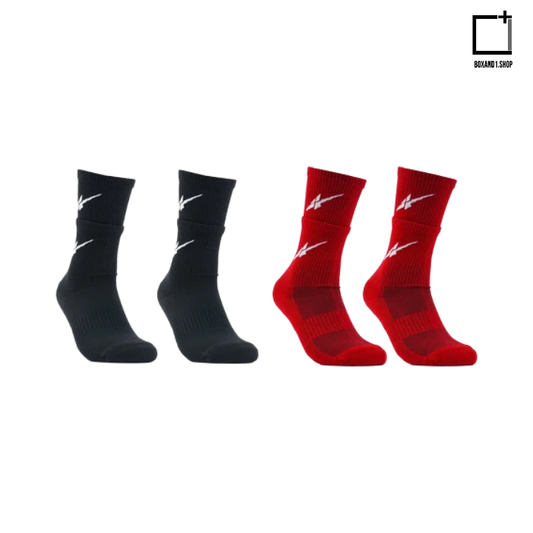 Serious Player Only  Double Layer Training Socks Black & Red ( 2 pairs per set )